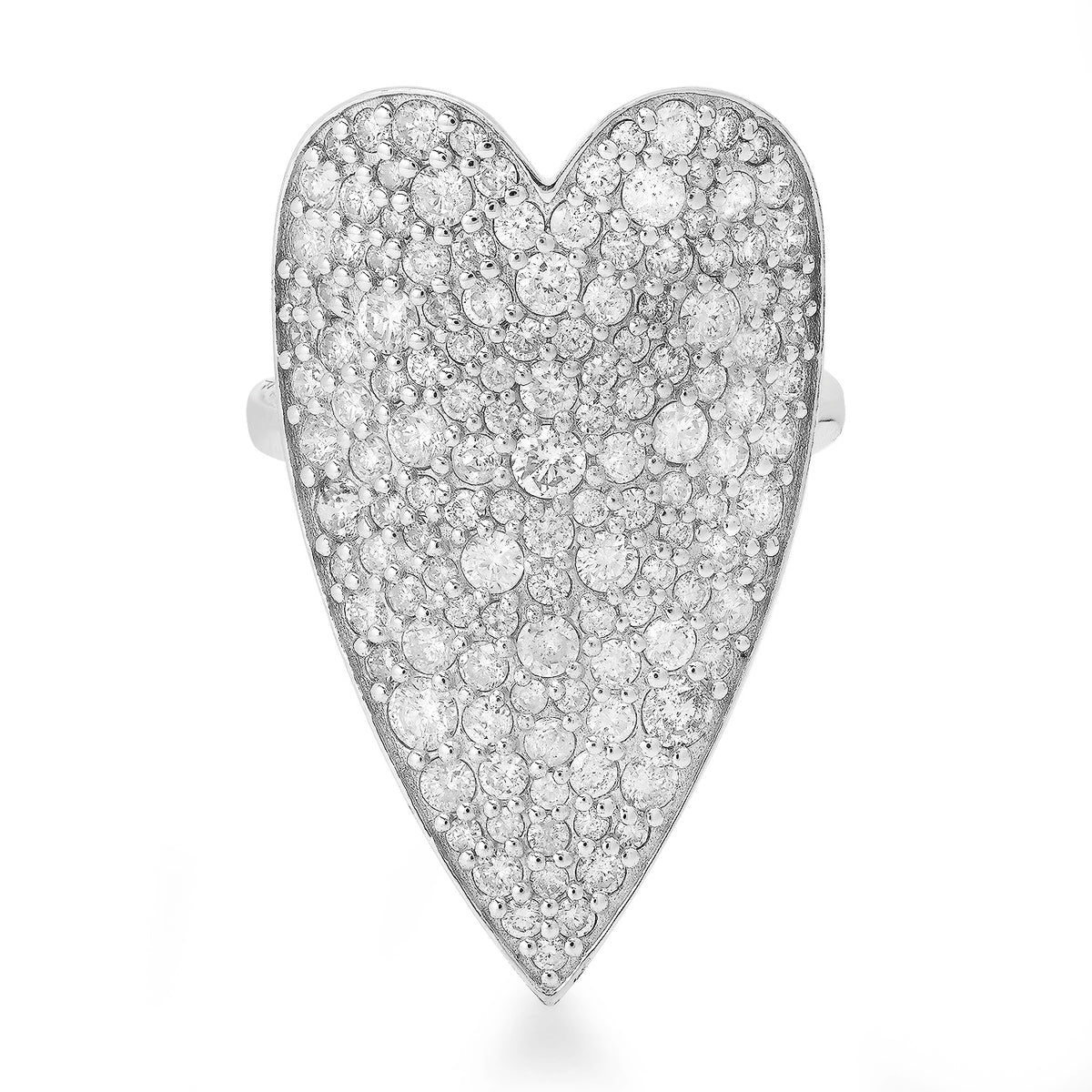 Ultra Statement Elongated Pave Diamond Heart Ring 