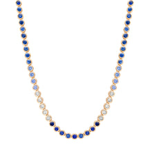 Bezel Set Ombre Pink or Blue Sapphire Tennis Necklace