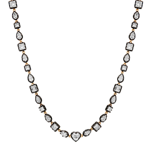 Mixed Shape White Topaz 1/2 Tennis Necklace with Black Electroplated Bezel