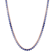 Three Prong Pink or Blue Sapphire Tennis Necklace