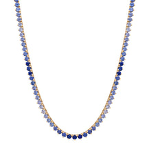 Three Prong Blue or Pink Sapphire Tennis Necklace