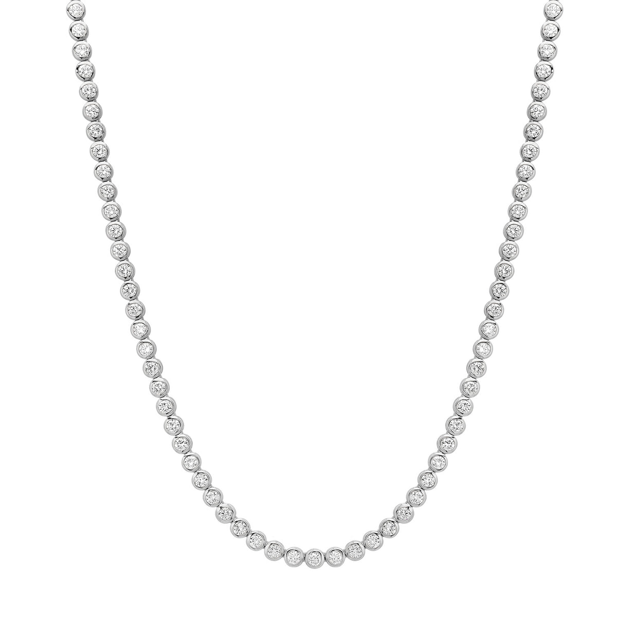 Petite Bezel Set Diamond Tennis Necklace