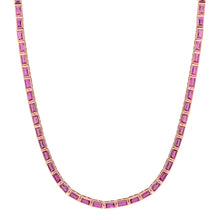 Skinny Bezel Set Pink Sapphire Tennis Necklace