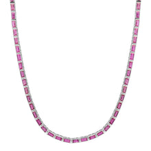 Skinny Bezel Set Pink Sapphire Tennis Necklace