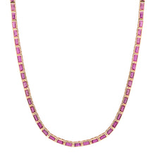 Skinny Bezel Set Pink Sapphire Tennis Necklace