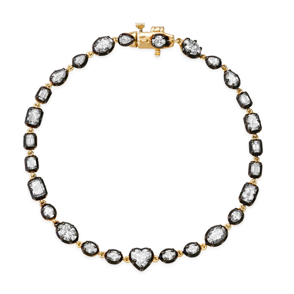 Diamond Mixed Shape Bracelet with Black Rhodium Bezel