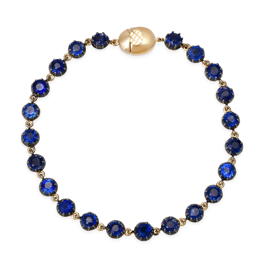 Round Kyanite Tennis Bracelet with Black Rhodium