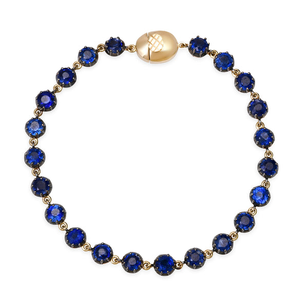 Round Kyanite Tennis Bracelet with Black Rhodium