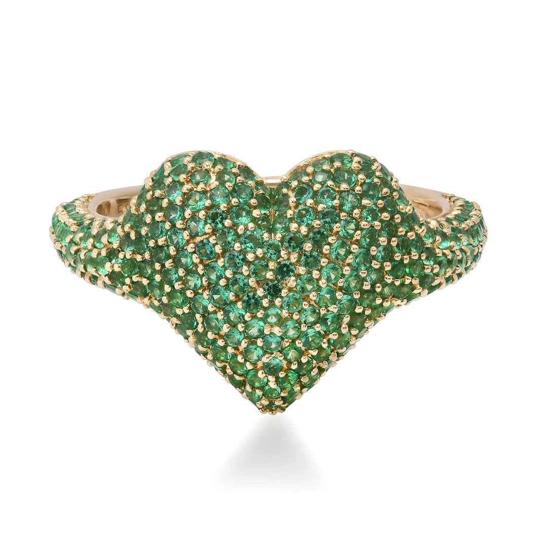 Hearty Sparkle Pave Gemstone Heart Ring