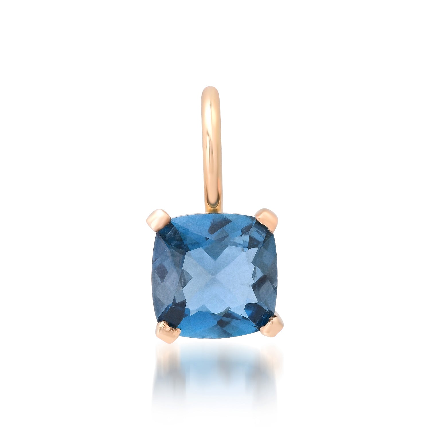 Solitaire Blue Topaz Charm Pendant