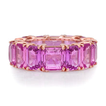 Pink Sapphire Emerald Cut Eternity Band Ring
