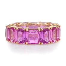 Pink Sapphire Emerald Cut Eternity Band Ring