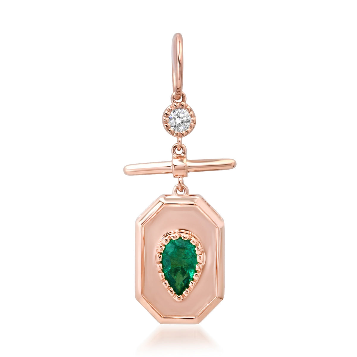Emerald Pear Toggle Plaque Charm