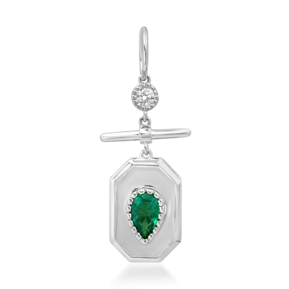 Emerald Pear Toggle Plaque Charm
