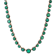 Georgian Set Gemstone Rounds Statement Tennis Necklace with Black Rhodium