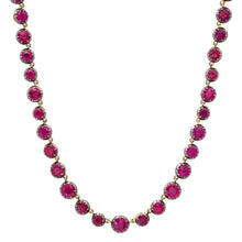 Georgian Set Gemstone Rounds Statement Tennis Necklace with Black Rhodium