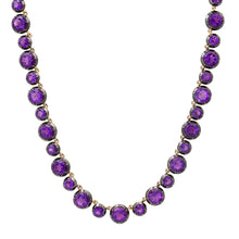 Georgian Set Gemstone Rounds Statement Tennis Necklace with Black Rhodium