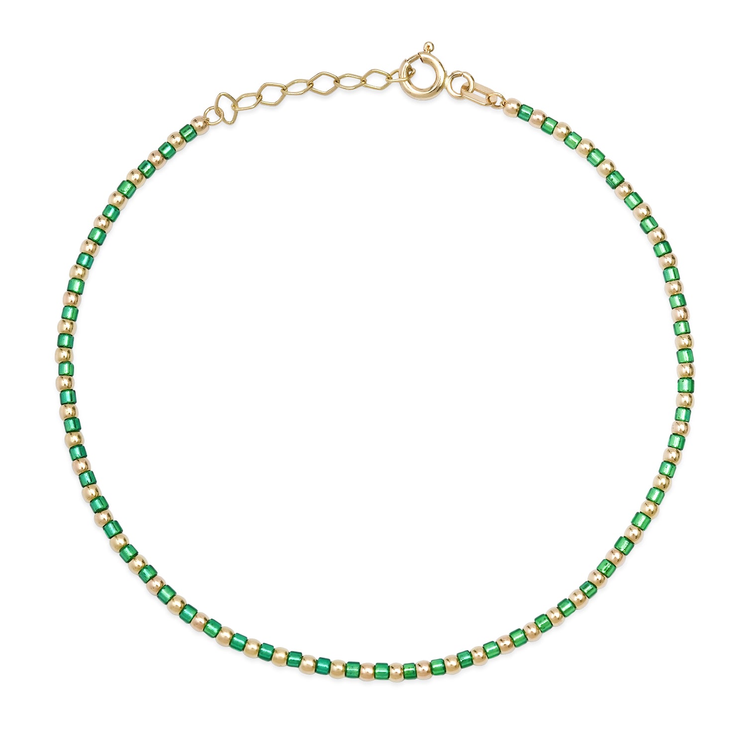 Thin Mixed Gold & Glass Beaded Chain Bracelet