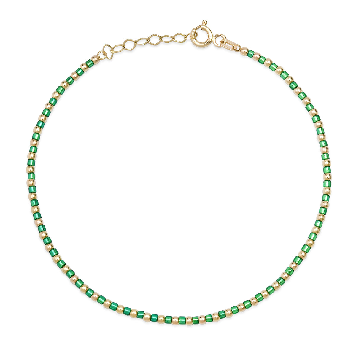 Thin Mixed Gold & Glass Beaded Chain Bracelet