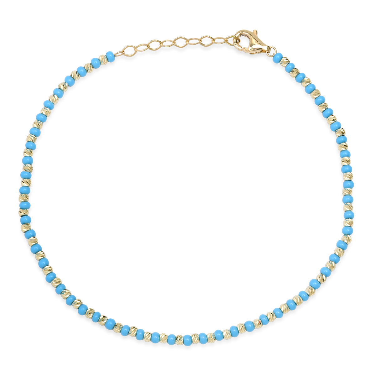Thin Mixed Gold & Glass Beaded Chain Bracelet