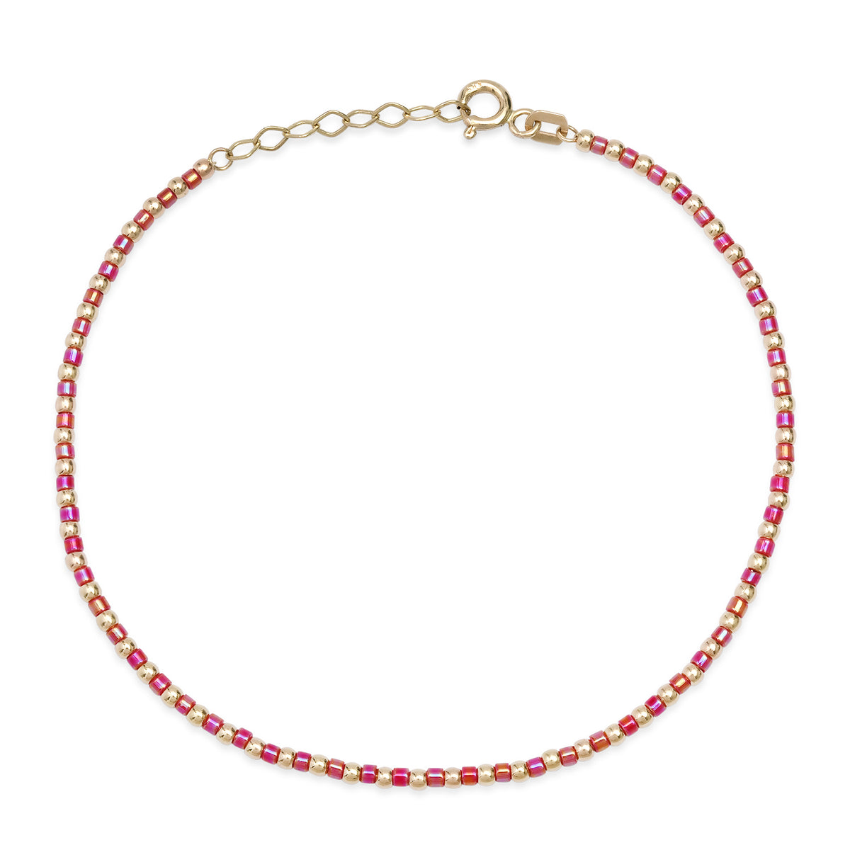 Thin Mixed Gold & Glass Beaded Chain Bracelet