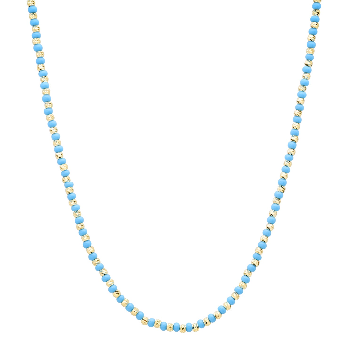 Thin Mixed Gold & Glass Beaded Chain Necklace