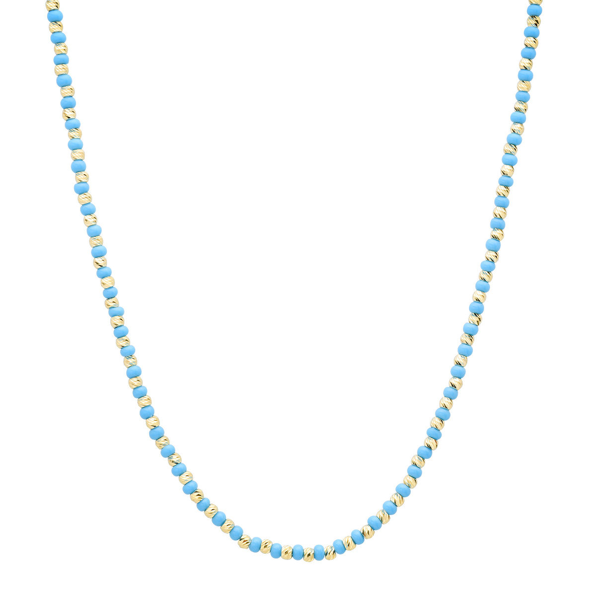 Thin Mixed Gold & Glass Beaded Chain Necklace
