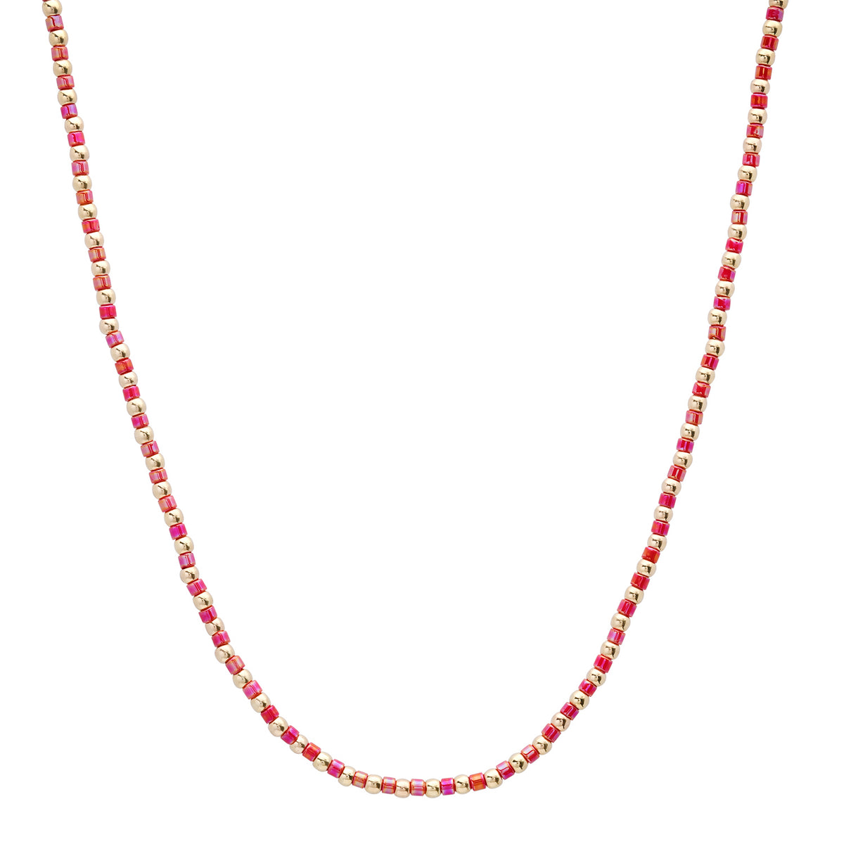 Thin Mixed Gold & Glass Beaded Chain Necklace