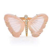 Large Hand Carved Gemstone Butterfly Ring