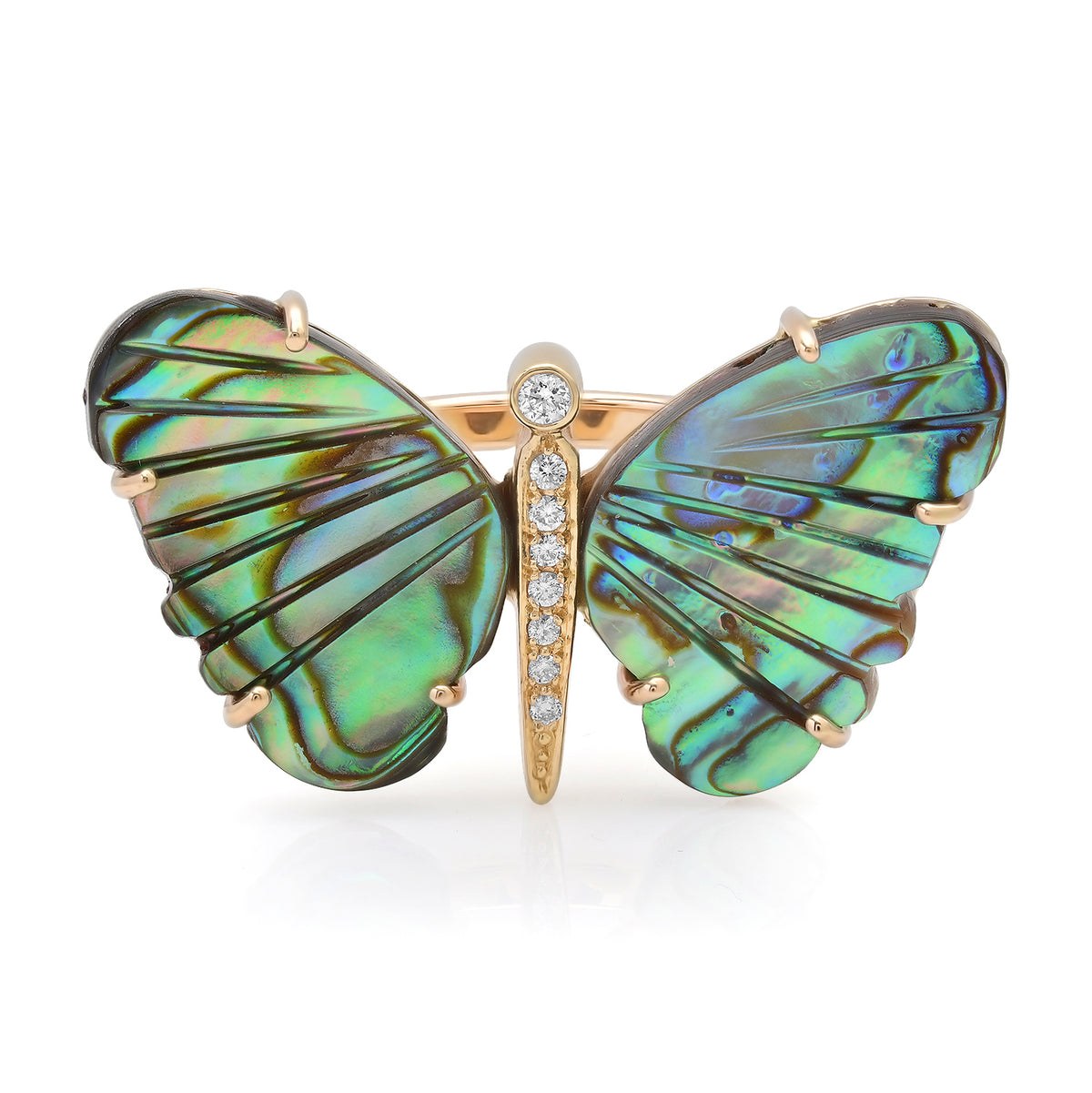 Medium Hand Carved Gemstone Butterfly Ring