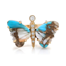 Small Hand Carved Gemstone Butterfly Ring