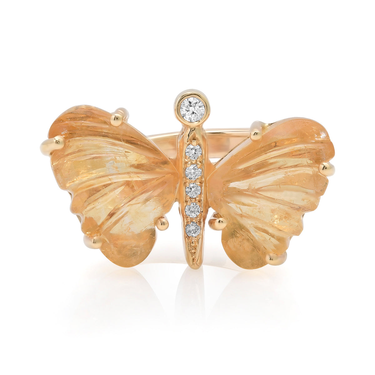 Small Hand Carved Gemstone Butterfly Ring