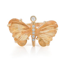 Small Hand Carved Gemstone Butterfly Ring