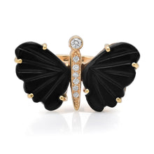 Medium Hand Carved Gemstone Butterfly Ring