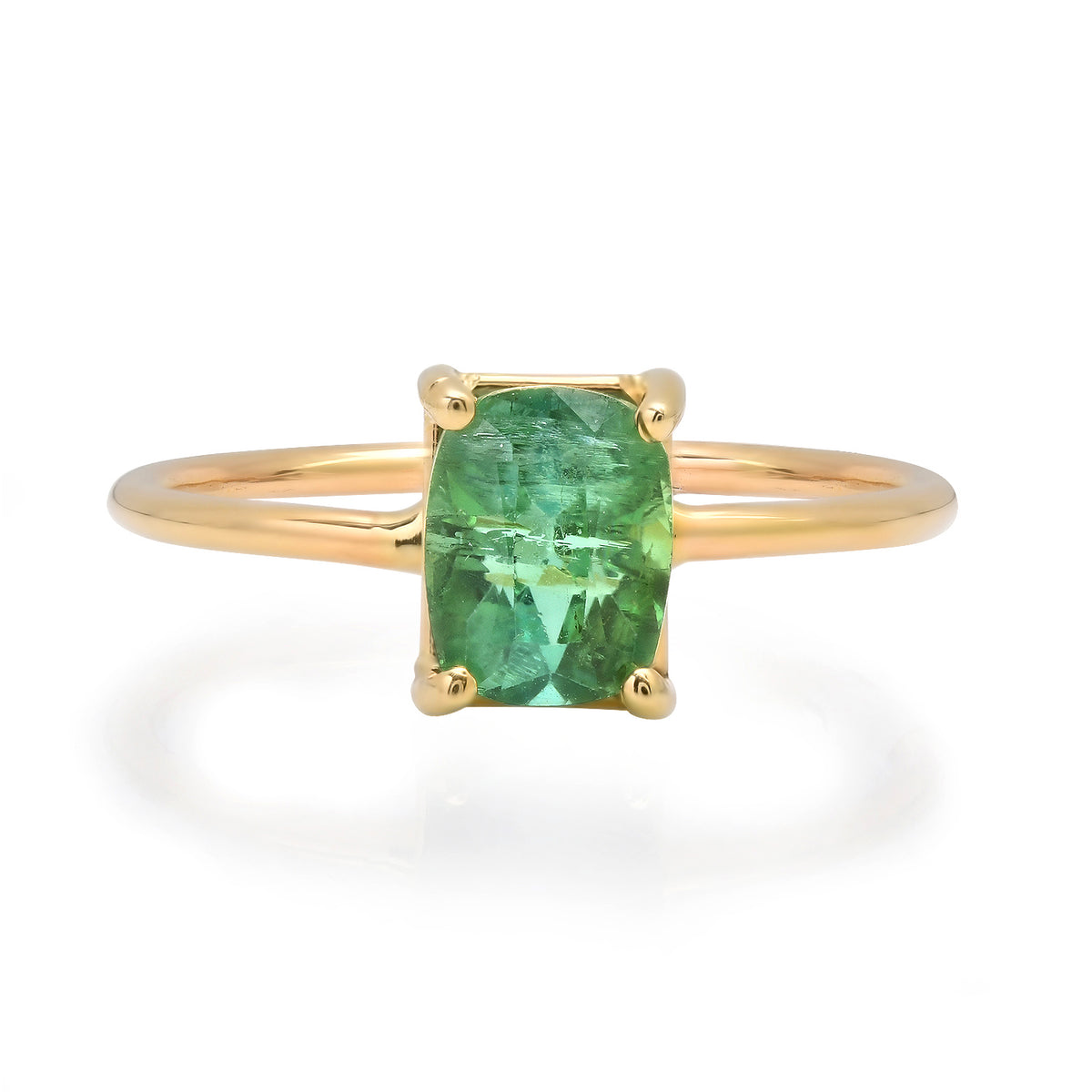 Green Tourmaline Cushion Gem Candy Ring