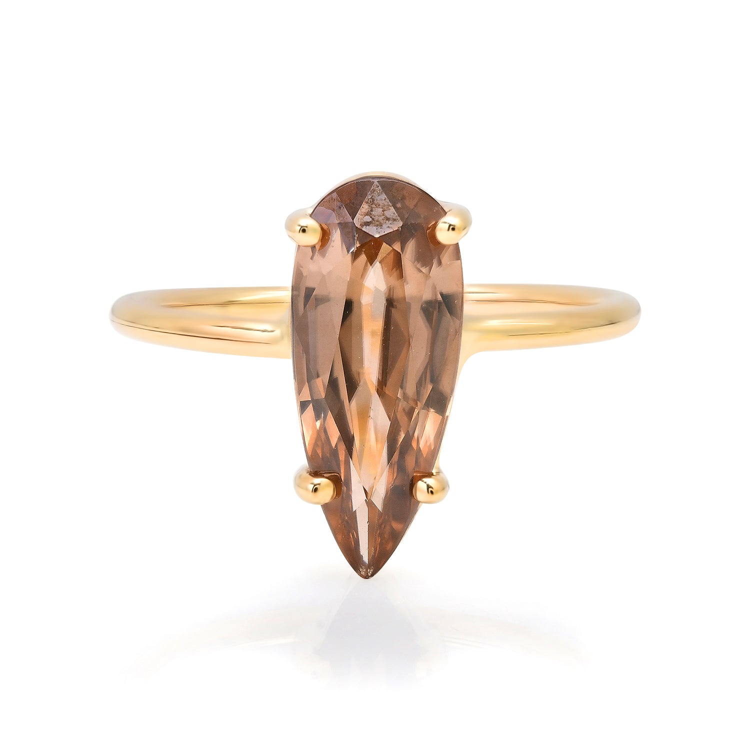 Natural Yellow Quartz Pear Gem Candy Ring