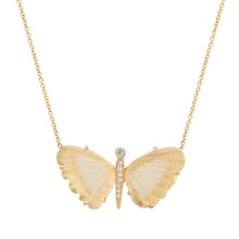 Large Hand Carved Gemstone Butterfly Necklace