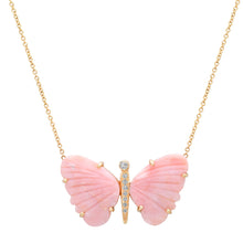 Large Hand Carved Gemstone Butterfly Necklace