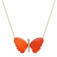 Large Hand Carved Gemstone Butterfly Necklace