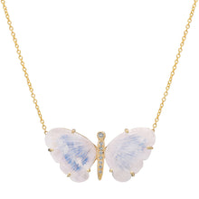 Large Hand Carved Gemstone Butterfly Necklace