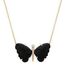 Large Hand Carved Gemstone Butterfly Necklace