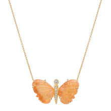 Medium Hand Carved Gemstone Butterfly Necklace