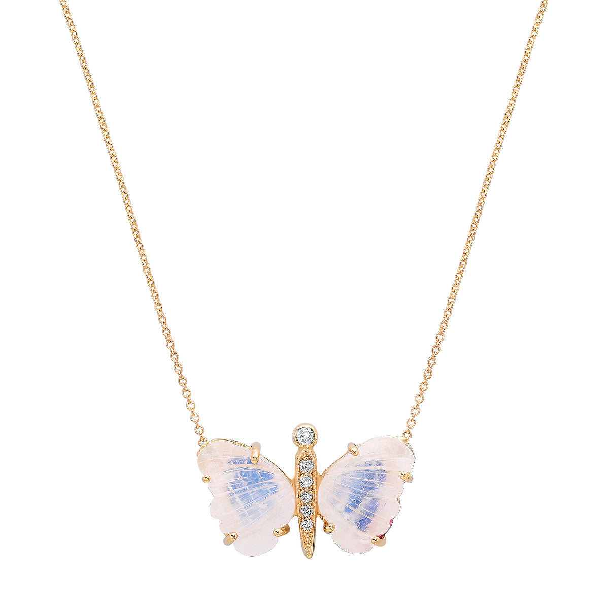 Small Hand Carved Gemstone Butterfly Necklace