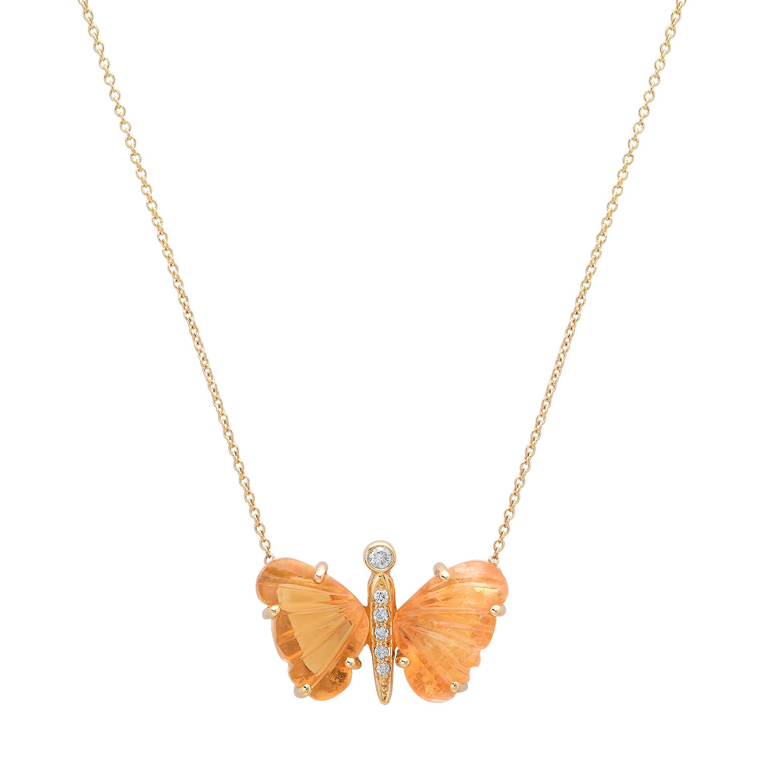 Small Hand Carved Gemstone Butterfly Necklace