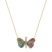 Small Hand Carved Gemstone Butterfly Necklace