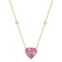 Large Pink Tourmaline Heart & Diamond Bezels Gem Candy Necklace