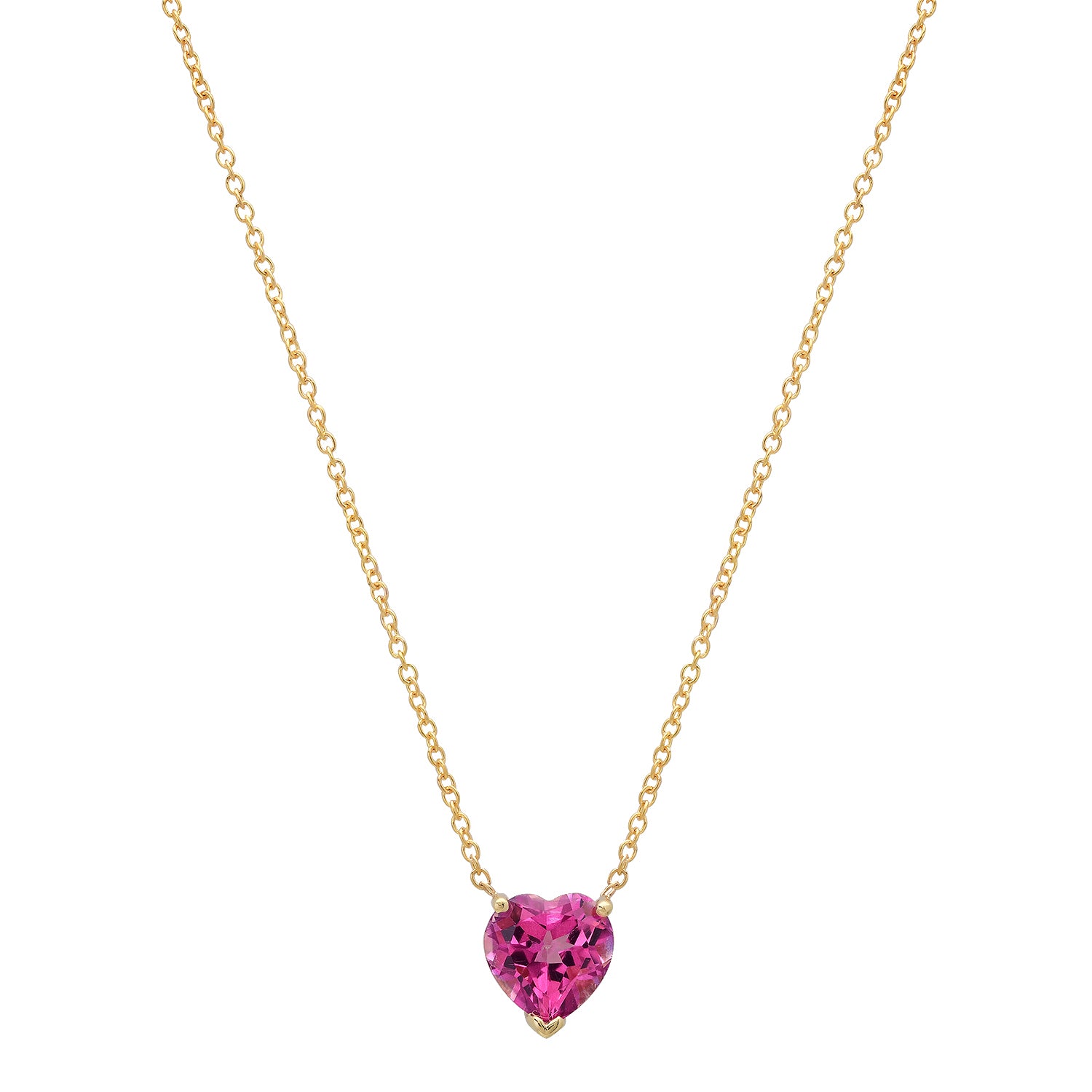 Pink Topaz Heart Gem Candy Necklace