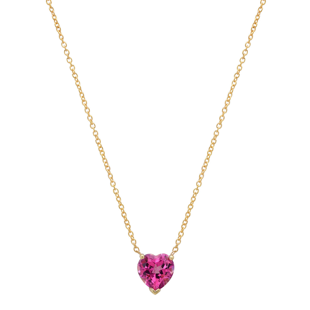 Pink Topaz Heart Gem Candy Necklace