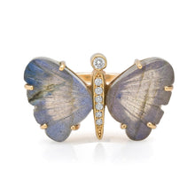 Small Hand Carved Gemstone Butterfly Ring