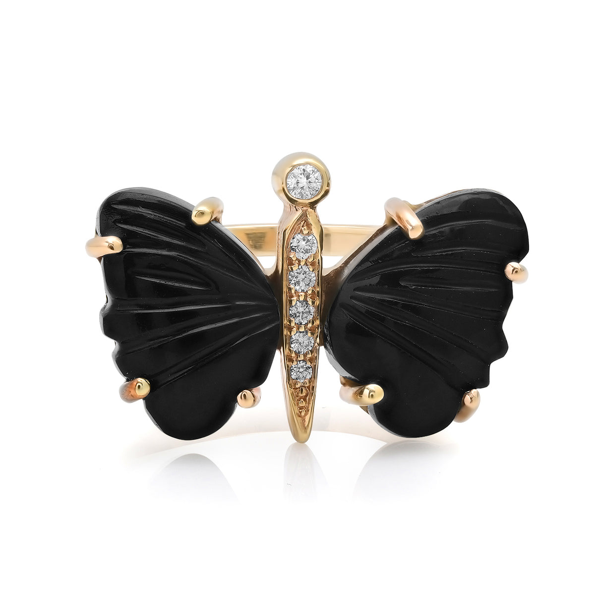 Small Hand Carved Gemstone Butterfly Ring